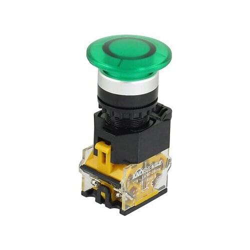 AC 415V 10A 1NO 1NC DPST Momentary Green Mushroom Head Push Button Switch