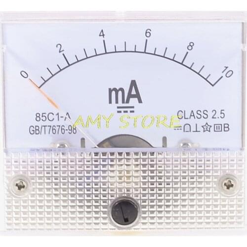 85C1-A DC Analog Amp Meter Ammeter Current Panel Ampere Meter Milliammeter 0-10mA