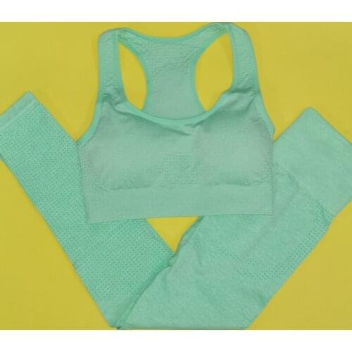 2PCS Seamless Yoga Suits Women Energy Gym Fitness Clothing High Waist Leggings Bra Yoga Sets Training Sport Running Sportswear