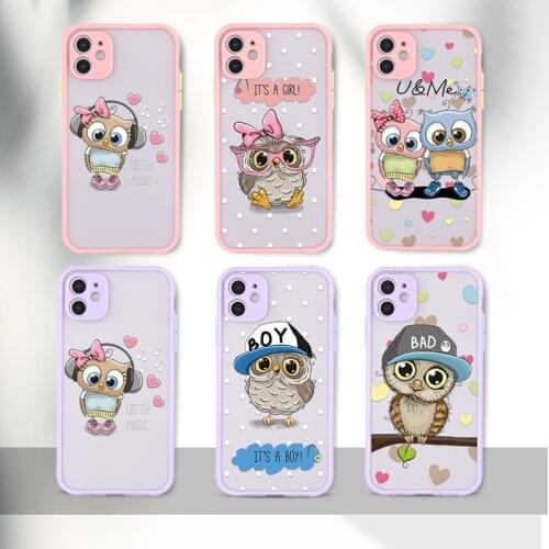 Lovely Cute Owl Camera Protection Bumper Phone Cases For iPhone 11 Pro Max XR XS Max X 8 7 6S Plus Matte Shockproof Back Cover