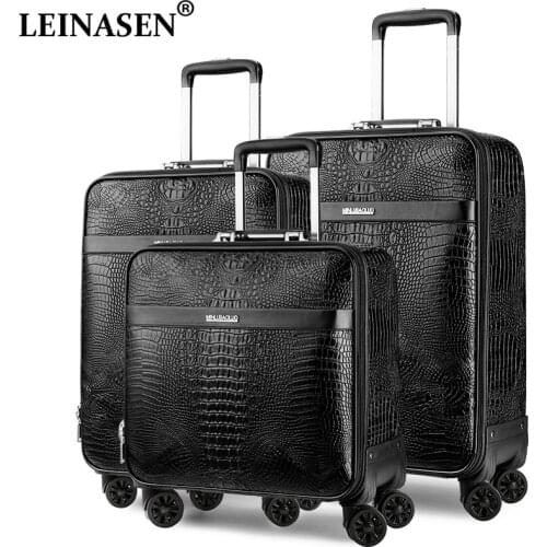 16" 20" inch travel crocodile luggage set suitcase on wheels Rolling trolley box travel suitcases with wheels free shipping