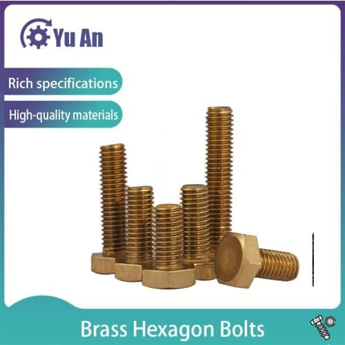 DIN933 Manufacturer Wholesales Environmental Protection Brass Outer Hexagon Bolt Copper Screw Copper Outer Hexagon M6m8 10PCS