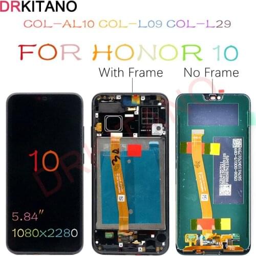 DRKITANO Display for Huawei Honor 10 LCD Display COL-L29 Touch Screen With Frame For Honor 10 LCD Screen+FingerPrint Replacement