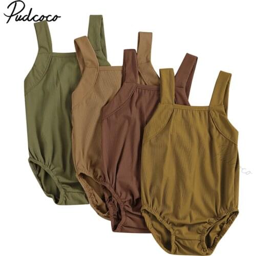 Breathable Infant Baby Girls One-piece Solid Swimsuit Summer Children Simple Style Ribbed Sleeveless Suspender Swimwear Vacation