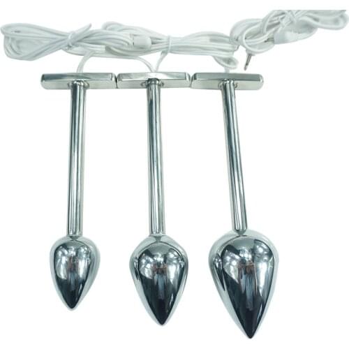 1pcs 6size choose Electric shock pleasure pod probe medical therapy metal anal butt plug dildo vagina electro sex stimulator toy