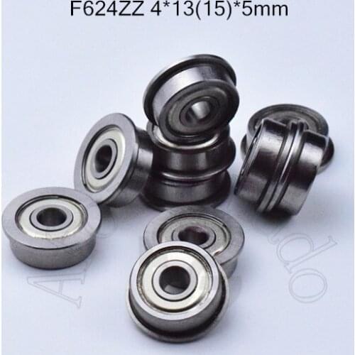 F624ZZ 4*13(15)*5mm 10pieces Flange bearing 624 624zz Metal sealed free shipping ABEC-5 chrome steel bearings hardware