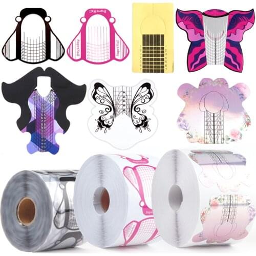 500PCS Nail Extension Forms Acryl Tips Molds UV Gel Polish French Guide Stencils Builder Upper Forms Manicure Nail Art Tools