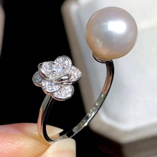 Hot Flower 925 Sterling Silver Adjustable Ring Settings Findings Mountings Parts for Pearl Corals Jade Crystal, 5pcs/lot