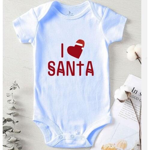 I Love Santa Printing Cotton Kids Summer Clothing Newborn Girl Outfit Boy Infant Baby Clothes Christmas Costume Kid