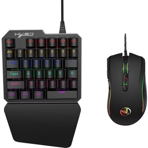 HXSJ J100 35 Key Single Hand Gaming Keyboard USB Wired Keyboard & Gaming Mouse one/single hand mechanical keyboard mouse combo