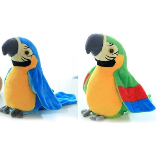 R7RC 120 Songs Learn To Talk Parrot Fan Swinging Wing Plush Toys, Children Electric Recording Parrot Doll Toy for education