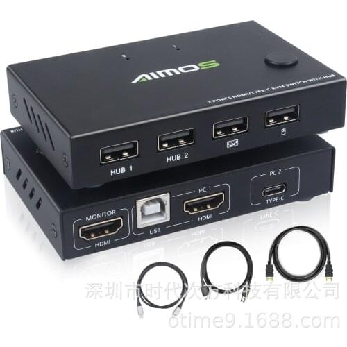 KVM Switcher 4K 2 in 1 out KVM Switcher Keyboard Mouse USB Shared Display Synchronization Controller USB KVM Switch