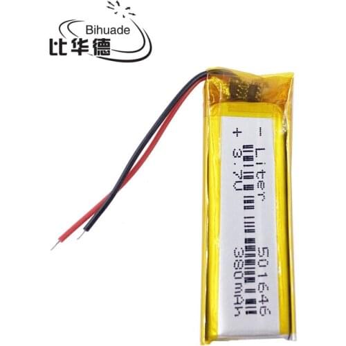 501646 3.7v 380mAh li-ion Lipo cells Lithium Li-Po Polymer Rechargeable Battery For mobile devices Tachograph speaker