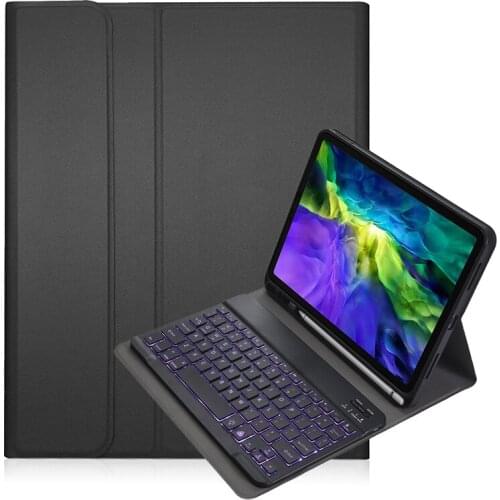 Magnet Flip PU Leather Case with 7 Colors Backlit Detachable Keyboard for iPad Air 4 Case 2020 TPU Cover with Pencil Slot