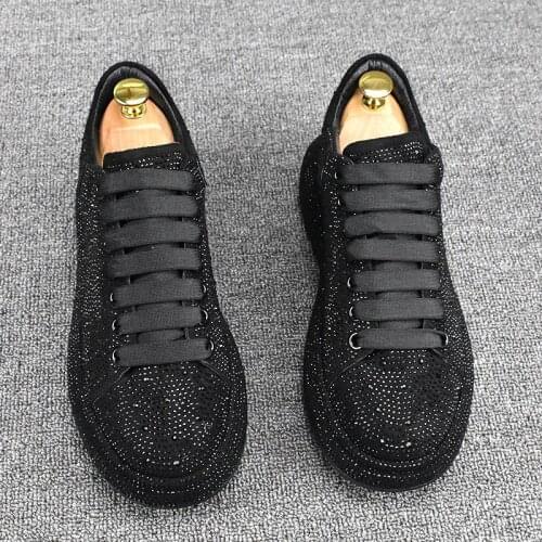 2021Mens Designer Charm Colorful Rhinestones Causal Platform Shoes Flats Moccasins Male Rock Punk Trendsetter Sneakers Footwear