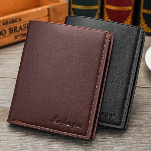 Men Business Soft Faux Leather Short Wallet Purse Tickets Credit Cards Holder Mens Luxury Soft Quality Leather Wallet Wholesale