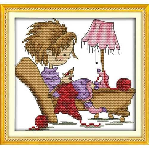 Everlasting Love Learn Knitting Chinese Cross Stitch Kits Ecological Cotton Clear Stamped Printed 14 11CT DIY Wedding Decoration