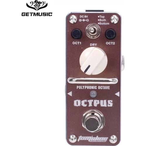 New AROMA AOS-3 OCTPUS 1 Octave Polyphonic Effect Mini Digital Effect True Bypass+Free Connector