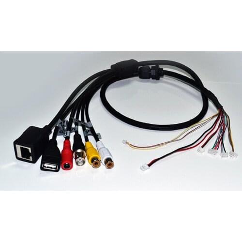 SMTSEC Board Camera Extend Cable RJ45+BNC+DC+USB+Audio input+Audio output CCTV Network Pigtail Cable For Security IP Camera BG