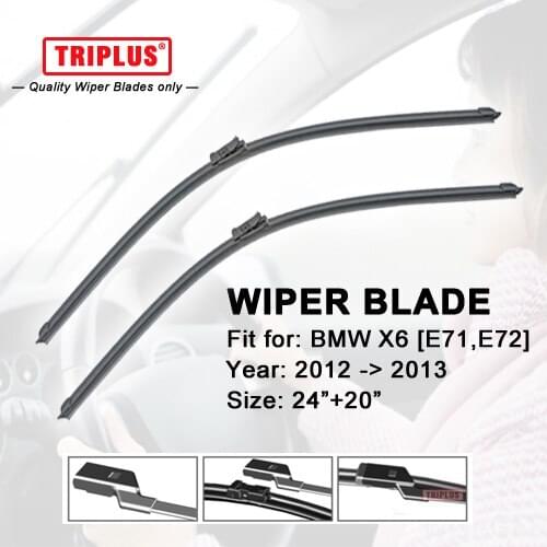 Wiper Blade for BMW X6 E71 E72 (2012-2013) 1 set 24"+20",Flat Aero Beam Windscreen Wiper Boneless Windshield Soft Wiper Blades