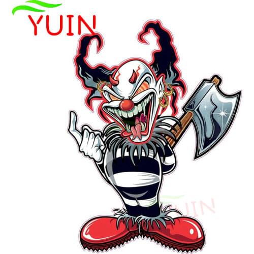Car Sticker Evil Clown Decal Cartoon Cars Styling Rear Windshield Bumper Motorcycle Helmet Decoration Waterproof Decals 13*10cm