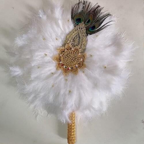 Wedding Feather Hand Fan Handmade Luxury African Bride Feather Fans for Wedding Party Gift Dropshipping Top Wedding Decoration