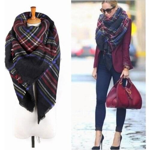 140*140cm Unisex Women Men Warm Blanket Large Oversized Tartan Scarf Wrap Shawl Bufandas Plaid Cozy Checked Pashmina Scarves