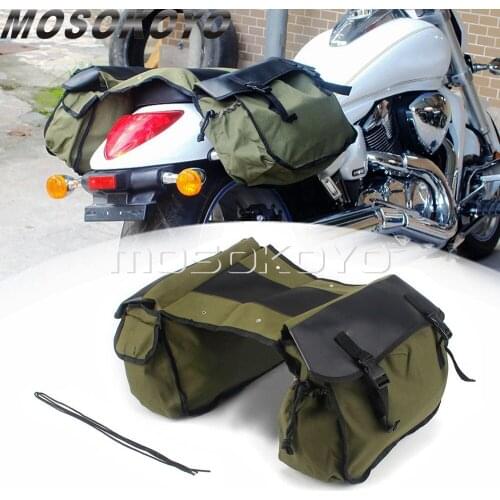 Touring Motorbike Saddle Bag Motorcycle Canvas Leather Panniers Box Side Tools Bag Pouch for Triumph Honda DR 650 150cc Scooter