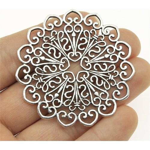 WYSIWYG 2pcs 53x53mm Flower Mandala Pendants Charm For Jewelry Making Mandala Pattern Pendants Mandala Flower Pendants Round