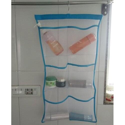 Green Mesh Bath Shower Organizer 6 Storage Pockets Hanging Caddy Bathroom Accessories Space Saving Toy organizer