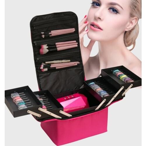 Women Cosmetic Bag Organizer Large Makeup Bag Multilayer Clapboard Cosmetic Box Ladies' Waterproof Storage Box Portable Suitcase
