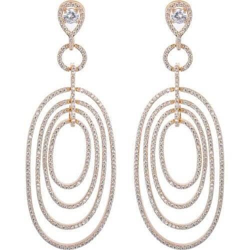 New Woman Charm Jewelry Silver Plated Statement Round Earring Cubic Zircon Earrings Hot Sale GLE5292