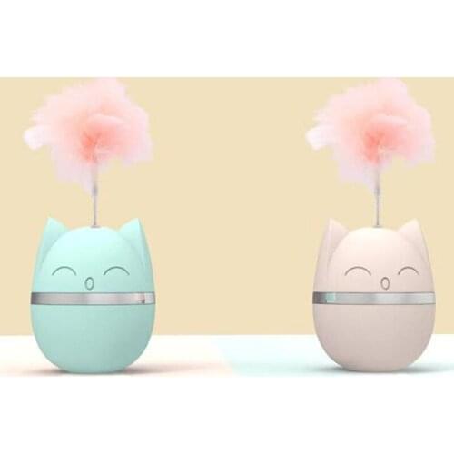 1PC Cat Head Shape Cat Toy Stick Feather 2 Colors Tumbler Swing Toys Kitten Interactive Balance Car Funny Pet Products 7*9cm