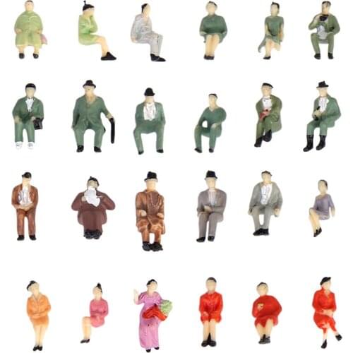 24 Pieces Painted Model Train Seated People Passangers Figures Scale HO 1/87