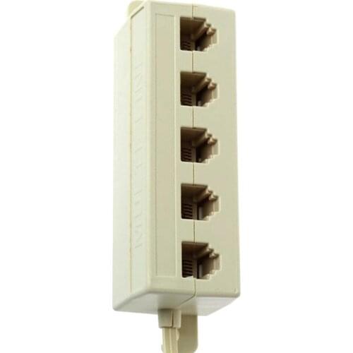 5 Way Telephone Splitters, Phone Modular Converter Cable - RJ11 6P4C Telephone Wall Adaptor and Separator for Landline, White