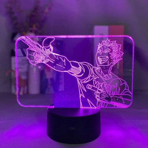 Anime Haikyuu Kotaru Bokuto Figure Acrylic Led Night Light for Kids Bedroom Decor Nightlight Cool Manga Gadget Child Table Lamp