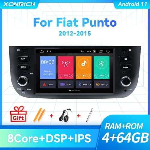 4GB 64GB AutoRadio 1 Din Android 10 Car DVD Player For Fiat/Linea/Punto evo 2012-2015 Multimedia GPS Navigation Stereo Audio DSP