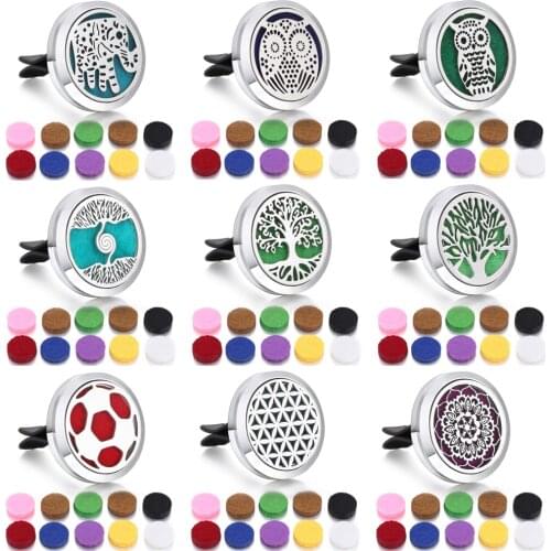 Car Air Freshener Perfume Aromatherapy Locket Pendant Essential Oil Diffuser Air Vent Flavoring Car Perfume Diffuser Clip+10pads