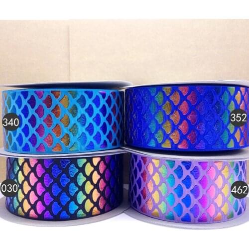 Free shipping 50 yard rainbow hologram ribbon rainbow foil printed grosgrain ribbon