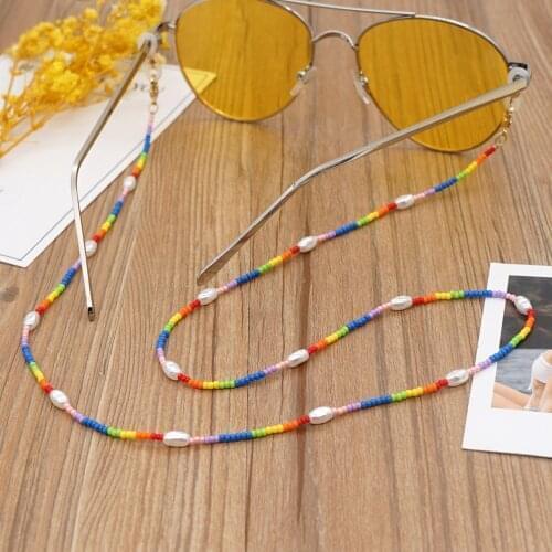 Shinus Glasses Chain Rainbow Beads Lanyard Sunglasses Straps For Women Summer Eyeglasses Jewelry Pearl Chains Colorful Neckace