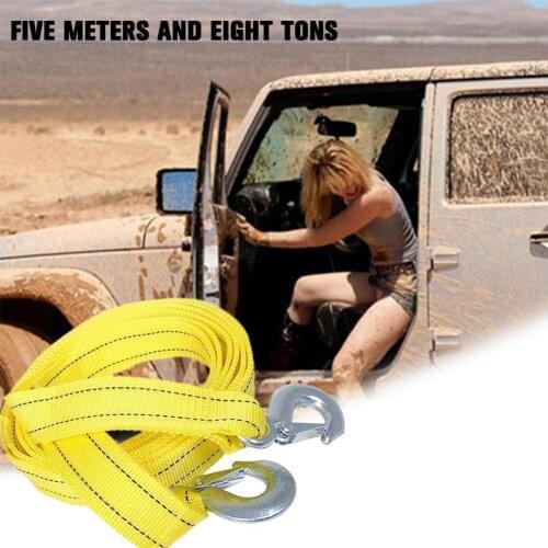 5M 8 Tons Winch Tow Cable Tow Strap Car Towing Rope With Hooks For Heavy Duty Car Emergency Off Road