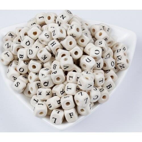 20Pcs/Lot Natural Mixed Wooden Letter Alphabet Beads Loose Spacer Beads For Handmade DIY Bracelet Jewelry Making Accessories
