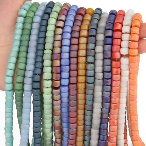 8x6mm AB Color Plated Matte Glass Crystal Beads Round Loose Spacer Rondelle Beads For Jewelry Making Supplies DIY Charm Bracelet
