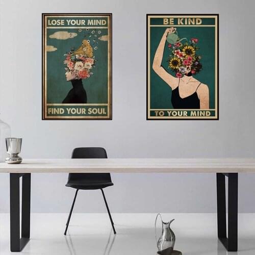 Mental Be Kind To Your Mind Health Posters And Prints Wall Decoration Vintage Art Picture Canvas Painting Home Decor