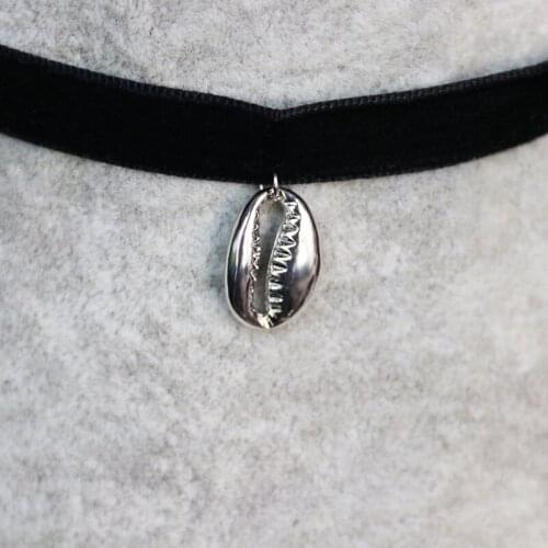 Everfast 1pc Shell Pendant Charms Necklaces Black Velvet Women Dancer Making Jewelry Accessories