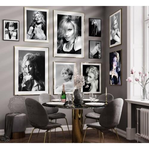 Madonna Poster Famous Music Singer Black White Photo Star Actress Wall Art Pictures For Living Room Decor