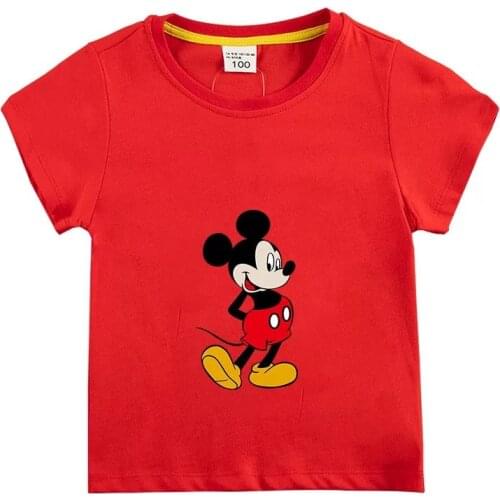 Summer New Boy Clothes Cartoon Mickey Mouse T Shirts 100% Cotton Kids Girl Tee Top Casual Children Clothing For 2-12 Years