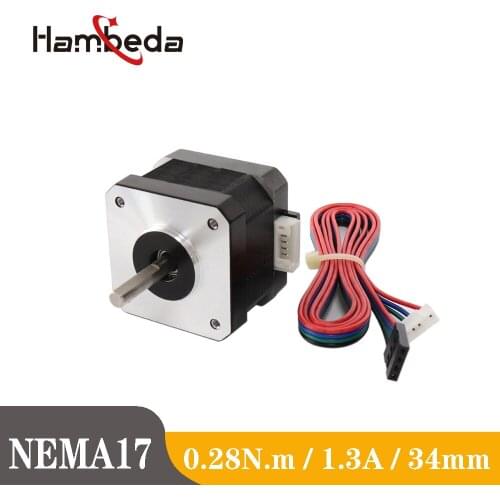 High Torque Hybrid 1.8° 34mm 1.3A Electric NEMA 17 Stepper Motor CNC 3D Printer Engraving Milling Machine Stepping Motor