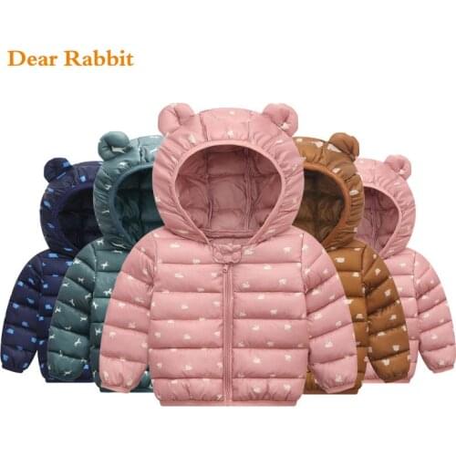 Baby Girl Hooded Down cotton Jacket For Kids Clothing Autumn boy Cartoon Warm Coat Toddler winter clothes Outerwear Cute 1- 5 Y