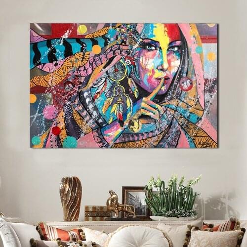 JQHYART Modern Art Graffiti Sexy Voluptuous Beauty Paintings For Living Room Wall Canvas Home Deco No Framer Poster